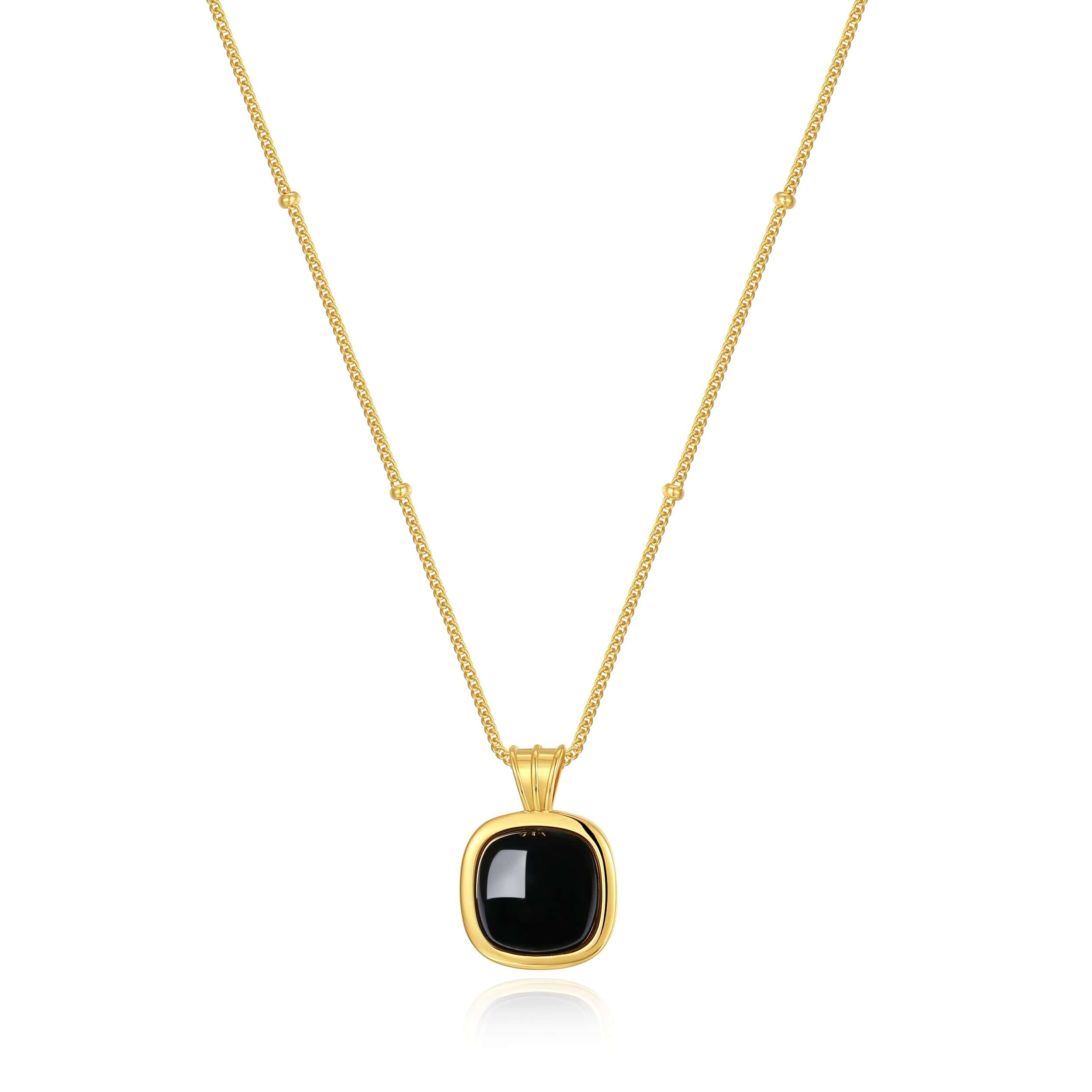 「Nocturne」Black Onyx Square Necklace | Suihe Jewelry