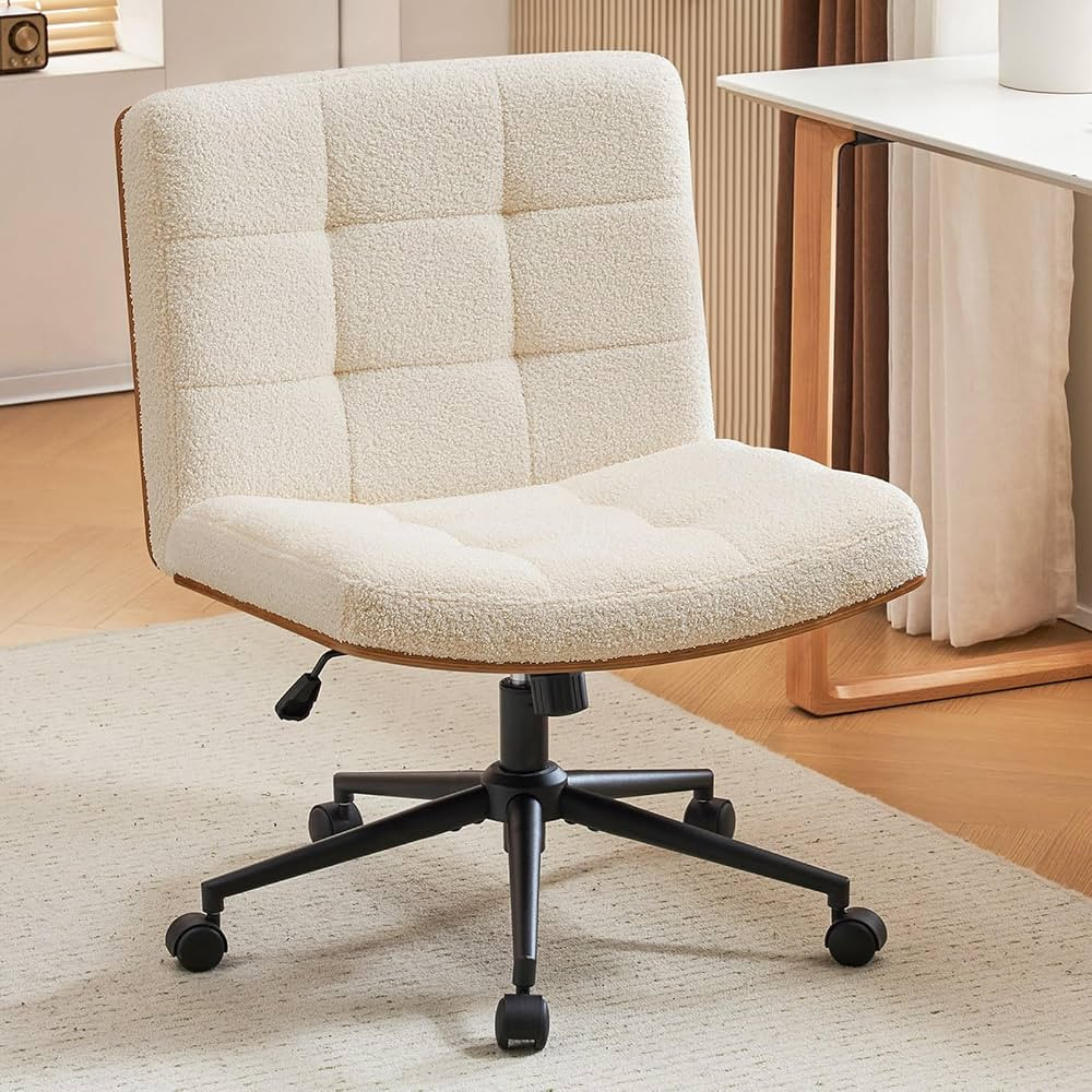 Furnimart Wooden Swivel Criss Cross Legged Chair with Wheels, Dual-Layer Wide Desk Chair with Woo... | Amazon (US)
