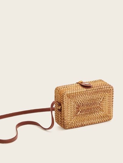 Straw Detail Box Bag | SHEIN