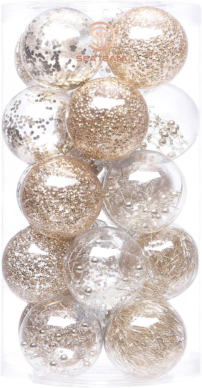 Sea Team 80mm/3.15" Shatterproof Clear Plastic Christmas Ball Ornaments Decorative Xmas Balls Bau... | Amazon (US)
