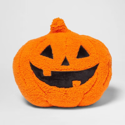 Pumpkin Shaped Sherpa Throw Pillow Orange/Black - Hyde & EEK! Boutique™ | Target