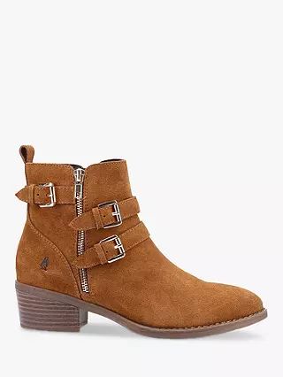Hush Puppies Jenna Suede Buckle Detail Ankle Boots, Tan | John Lewis (UK)