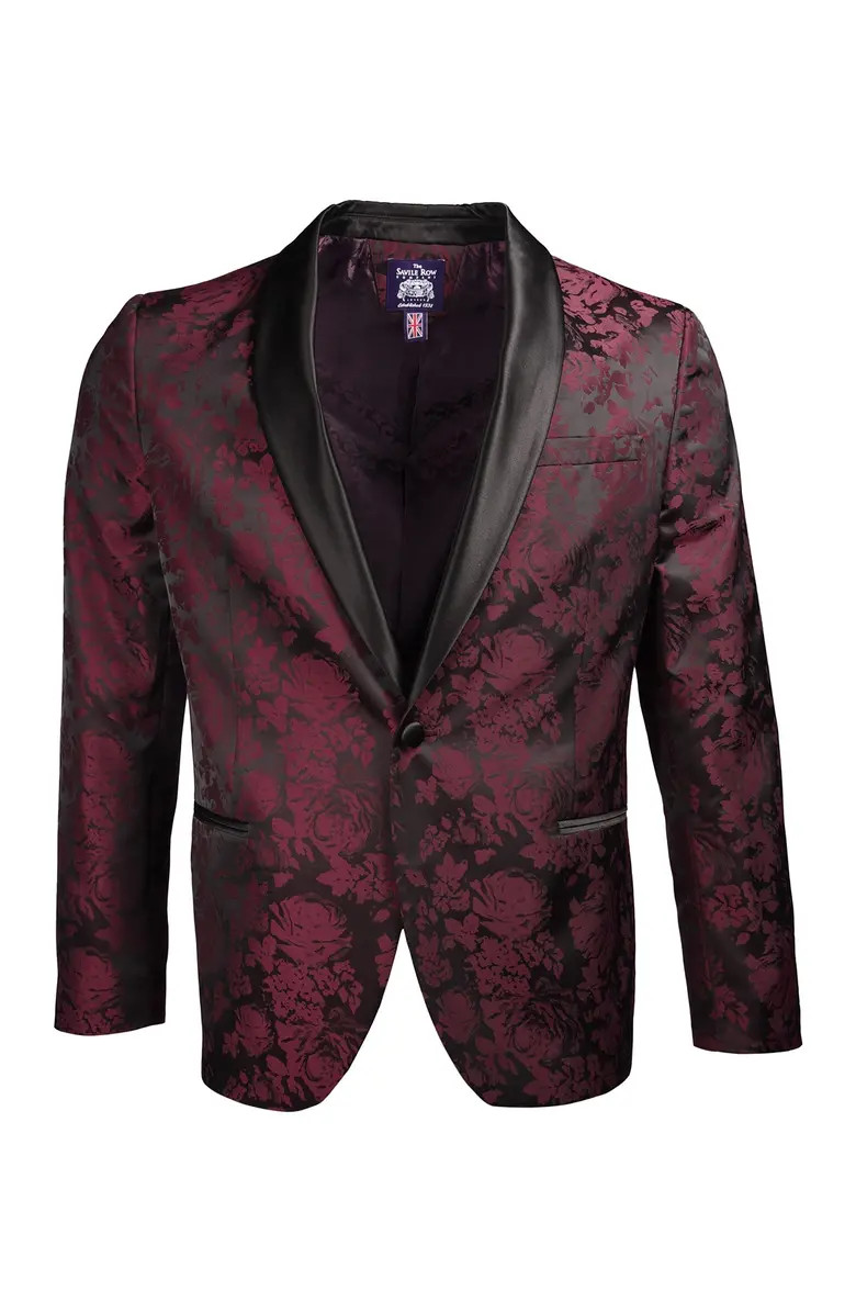 Burgundy One Button Shawl Lapel Slim Fit Blazer | Nordstrom Rack