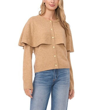 Vince Camuto Knit Round Neck Long Sleeve Cape Illusion Cardigan | Dillard's | Dillard's