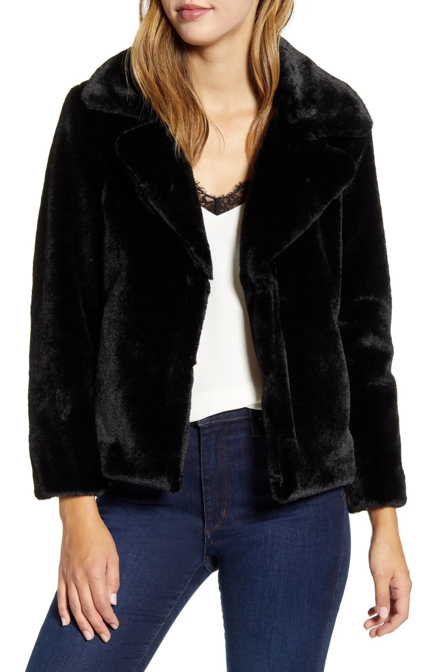 Faux Mink Wide Collar Jacket | Nordstrom
