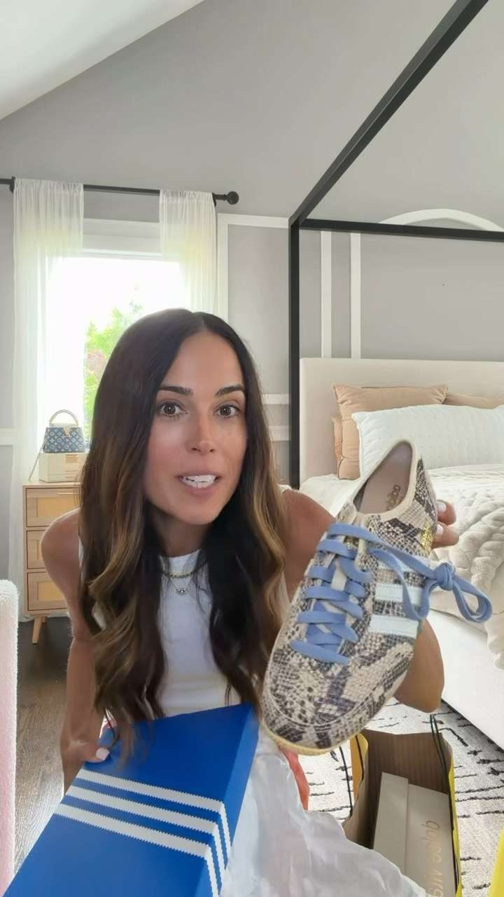 Adidas sneakers I fell in love with at the NSale 😍 Light chocolate brown and pale pink is a gorgeous combo for fall! Also the Adidas japans in a neutral snake print are so comfortable!! 

 #LTKSeasonal #LTKOver40 #LTKSaleAlert