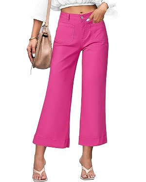 luvamia Wide Leg Jeans for Women Trendy High Waisted Flare Jeans Cropped Denim Pants Stretchy Bag... | Amazon (US)