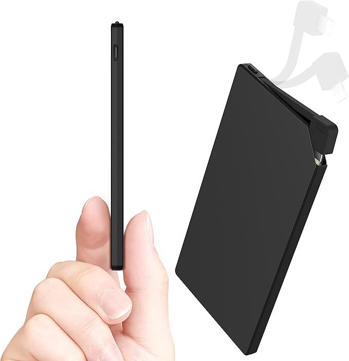 TNTOR Portable Power Charger Ultra Thin Power Bank Built in Cable 5000mAh Wallet & Pocket Size [o... | Amazon (US)