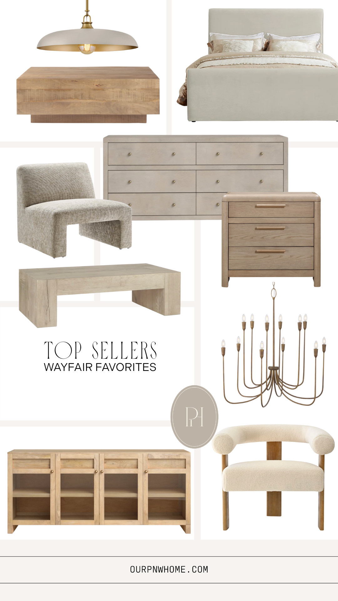 Top selling neutral furniture and lighting finds! 

chandelier, pendent lighting, home lighting, light fixtures, rectangular coffee table, wood coffee table, upholstered bed frame, wood nightstand, bedroom furniture, ivory accent chair, white armchair, gray chair, armless chair, glass door cabinet, sideboard, buffet, credenza, living room furniture 

 