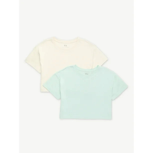 Free Assembly Girls Short Sleeve Cropped Tees, 2-Pack, Sizes 4-18 - Walmart.com | Walmart (US)