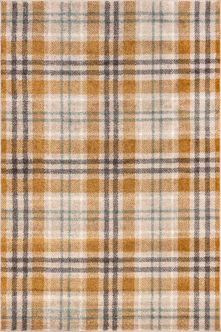 Orange And Gray Maribel Plaid Area Rug | Rugs USA
