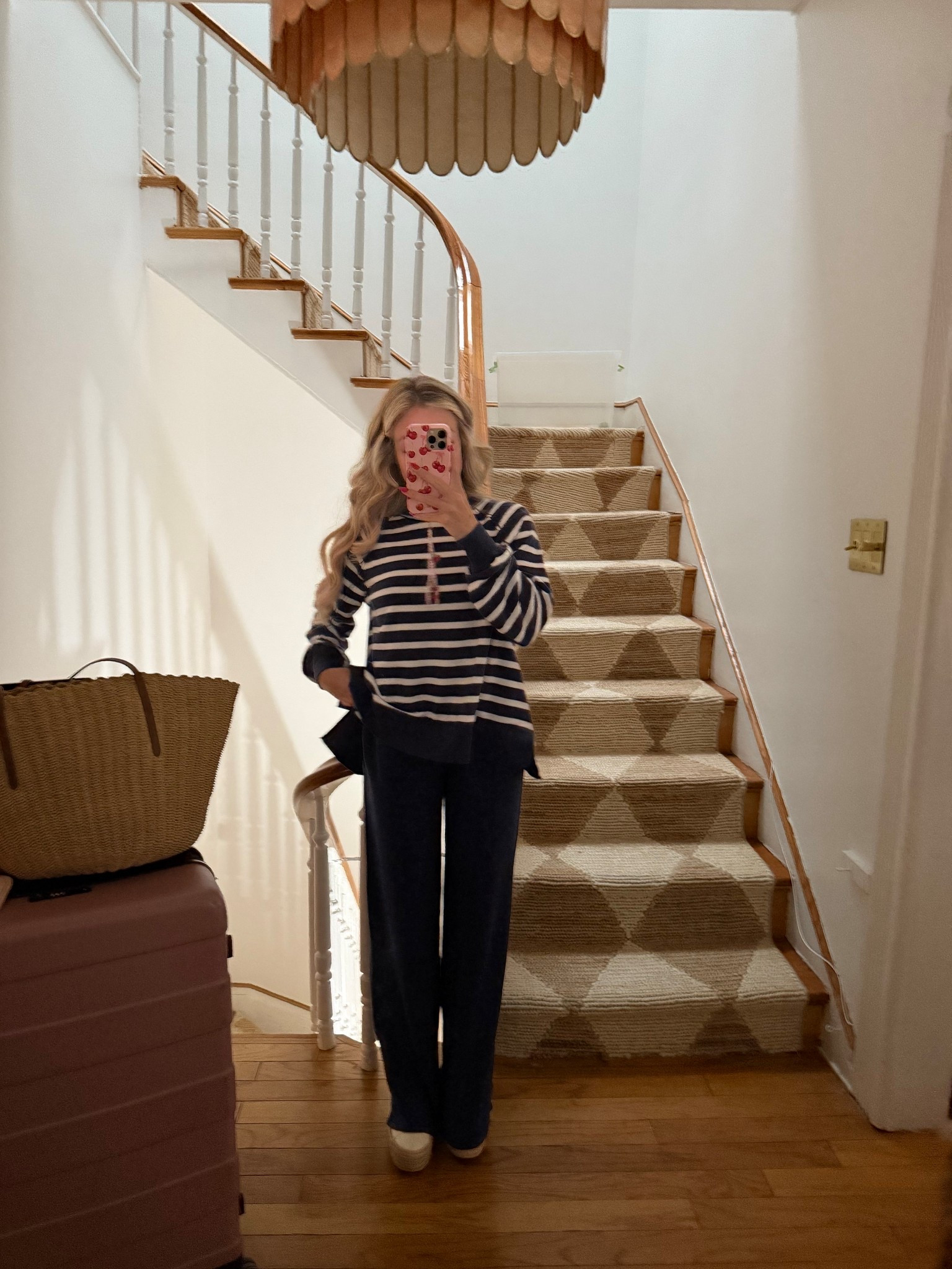 Travel outfit comfy cozy. Oversized jumpsuit and oversized striped sweater wearing size small 

#LTKActive #LTKFindsUnder50 #LTKTravel