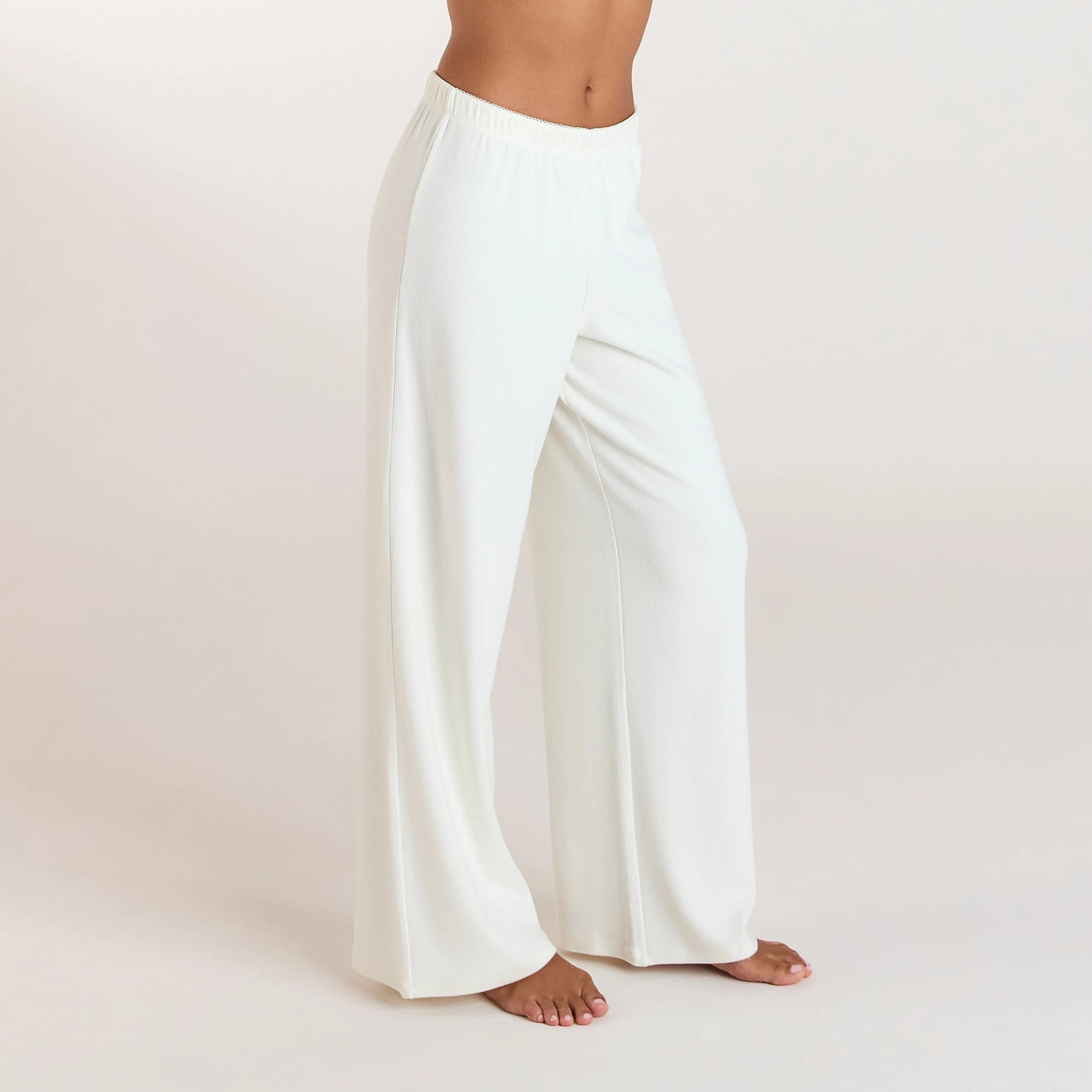 Ribbed Pajama Pants - Cream | Lounge (US)