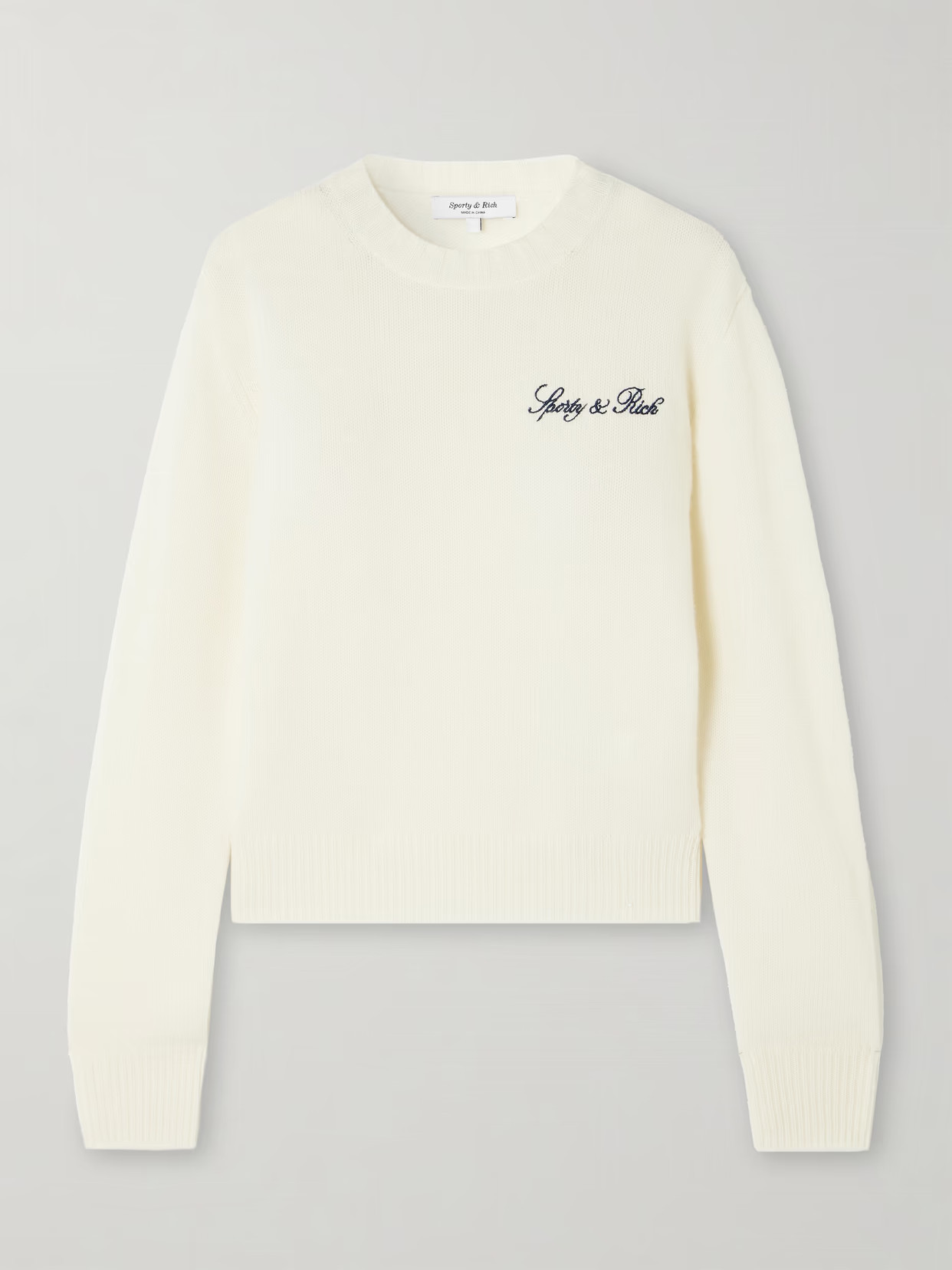 Sporty & Rich - Vendome Embroidered Cashmere And Wool-blend Sweater - Cream | NET-A-PORTER (US)