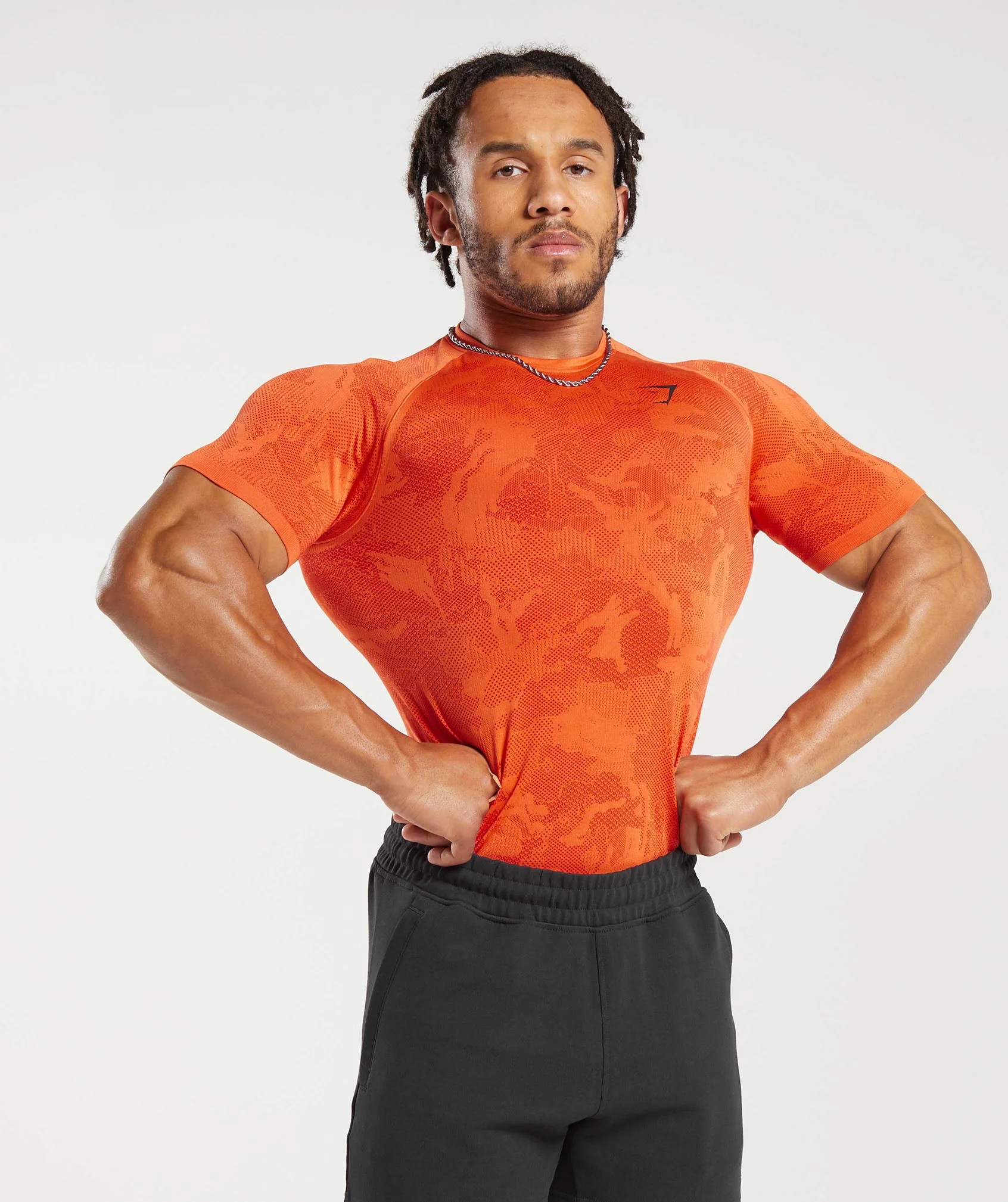 Gymshark Geo Seamless T-Shirt - Ignite Orange/Zesty Red | Gymshark US