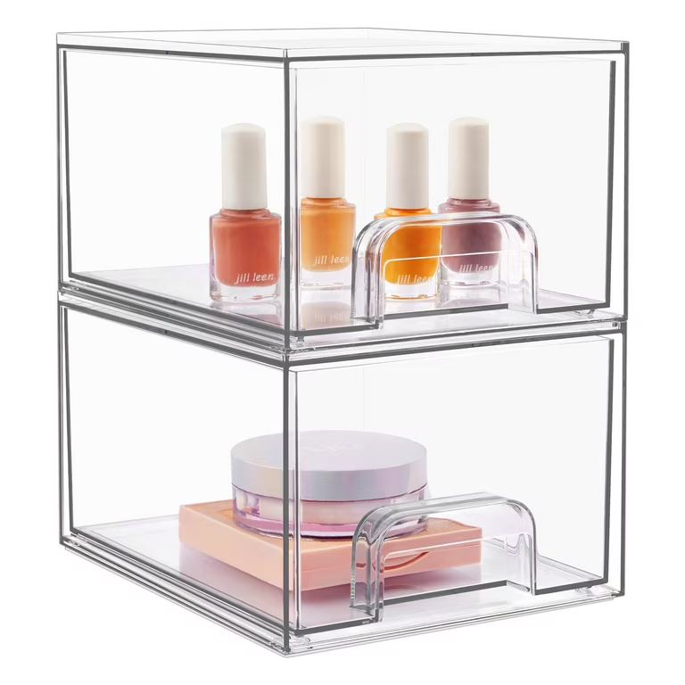 Acrylic Makeup Organizer, Vtopmart 4.4'' Tall Bathroom Clear Plastic Storage Bins, Set of 2 | Walmart (US)