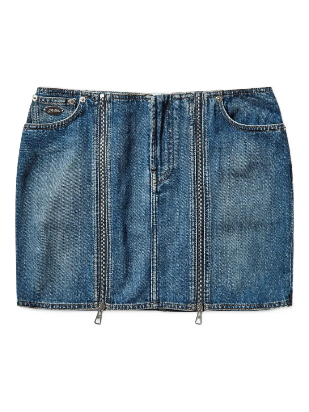 Jean Paul Gaultier two-zip detail denim mini skirt - Blue | Farfetch Global