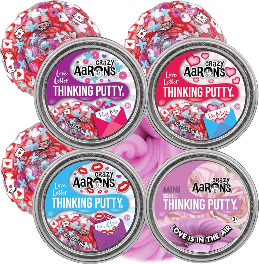 Crazy Aaron's Putty Mini Tins Love Letter Lots of Love (Kisses), Be Mine (Hearts), Hug Me (XOX) a... | Amazon (US)