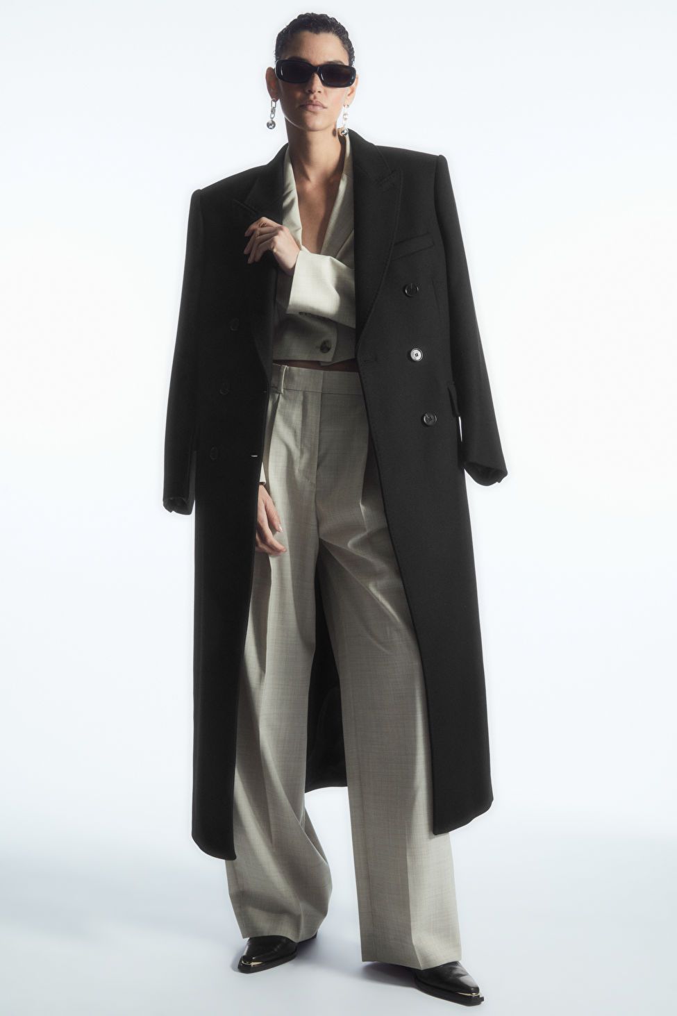 OVERSIZED DOUBLE-BREASTED WOOL COAT - BLACK - COS | COS (EU)