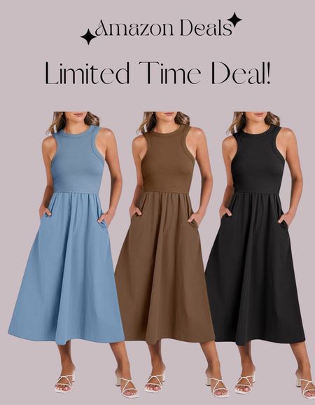 Amazon deals / ANRABESS Women's Summer Casual Sleeveless Midi Sundress Patchwork Knit High Neck Tank Top Racerback Flowy Dresses Pockets / wedding guest dress 

#LTKSaleAlert #LTKFindsUnder50 #LTKWedding