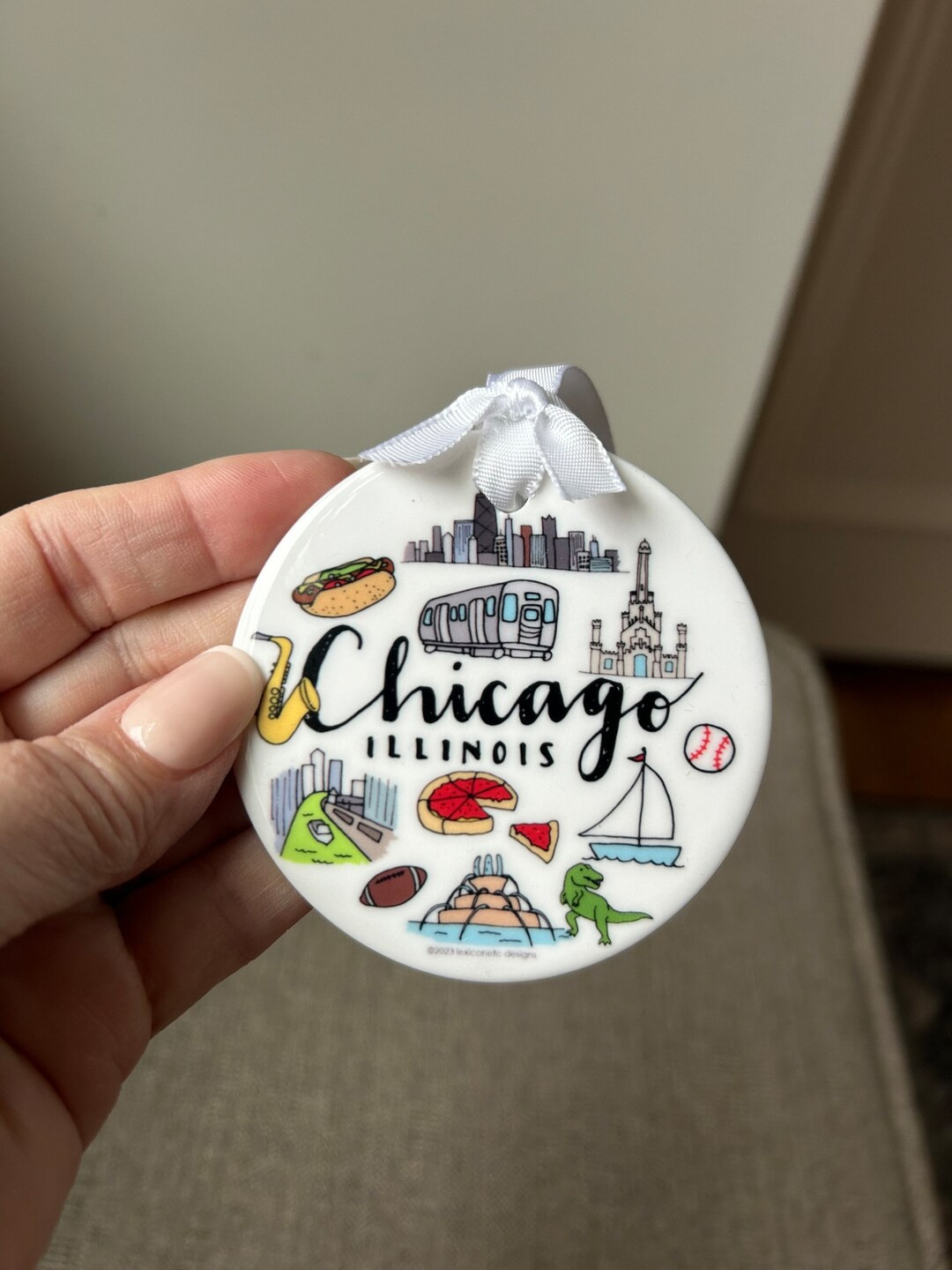 CHICAGO, illinois, the windy city, - 3” porcelain ornament, two sided, glossy finish! | Etsy (US)