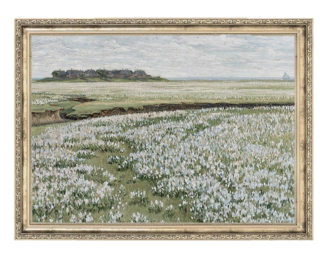 Spring Field | Flower Field Landscape | Antique Art | Vintage Painting | 117 | Etsy (CAD)