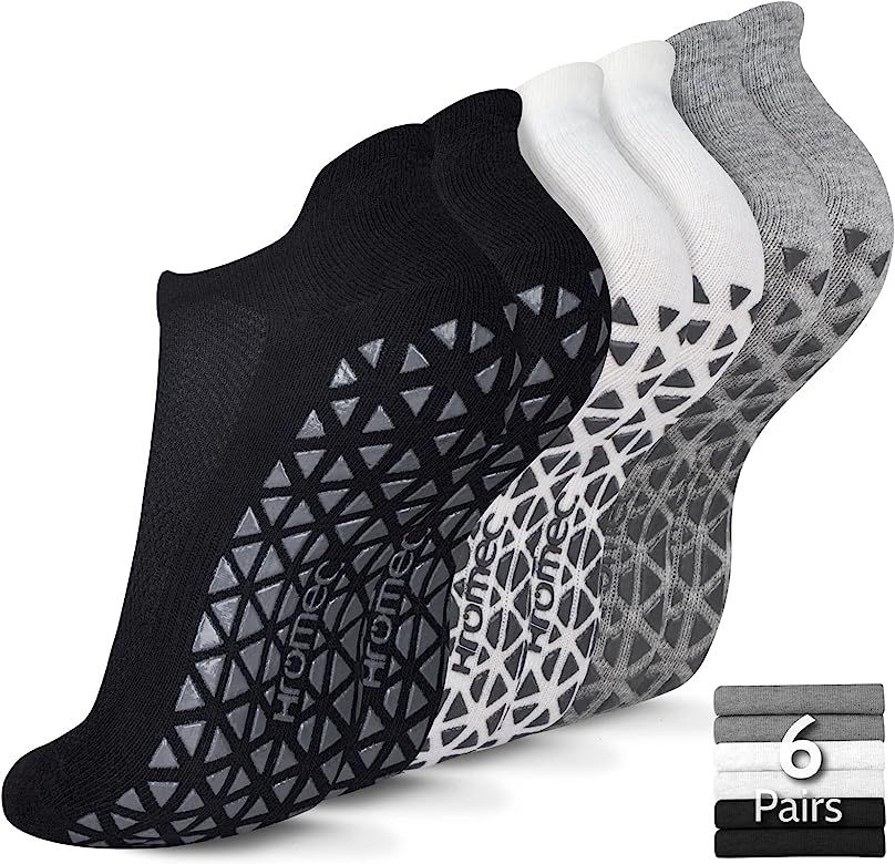 Non Slip Yoga Socks with Grips for Pilates, Ballet, Barre, Barefoot, Hospital Anti Skid Socks for Women and Men | Amazon (US)