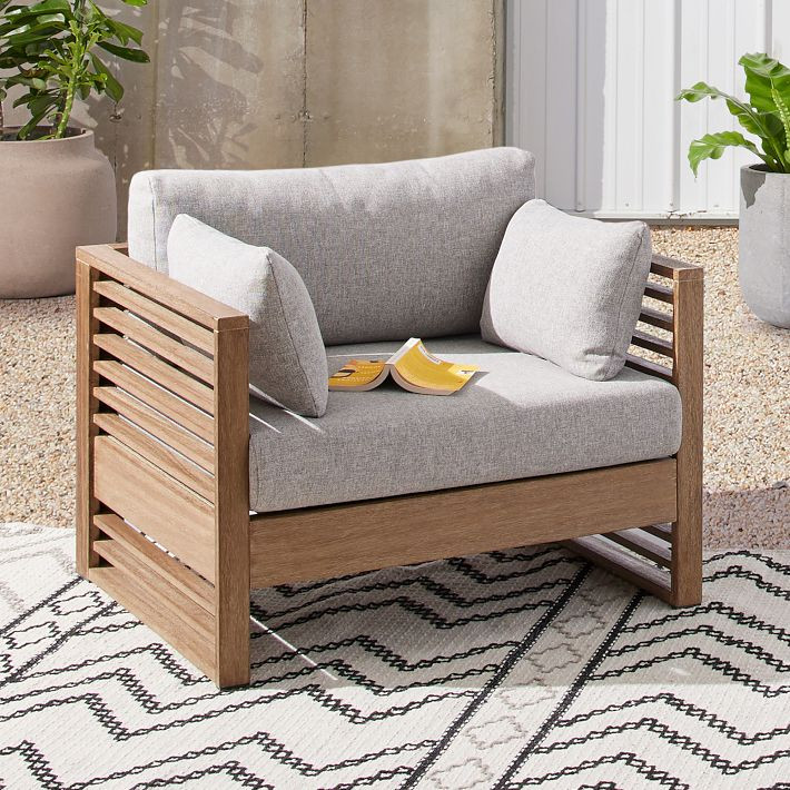 Santa Fe Slatted Outdoor Lounge Chair | West Elm (US)