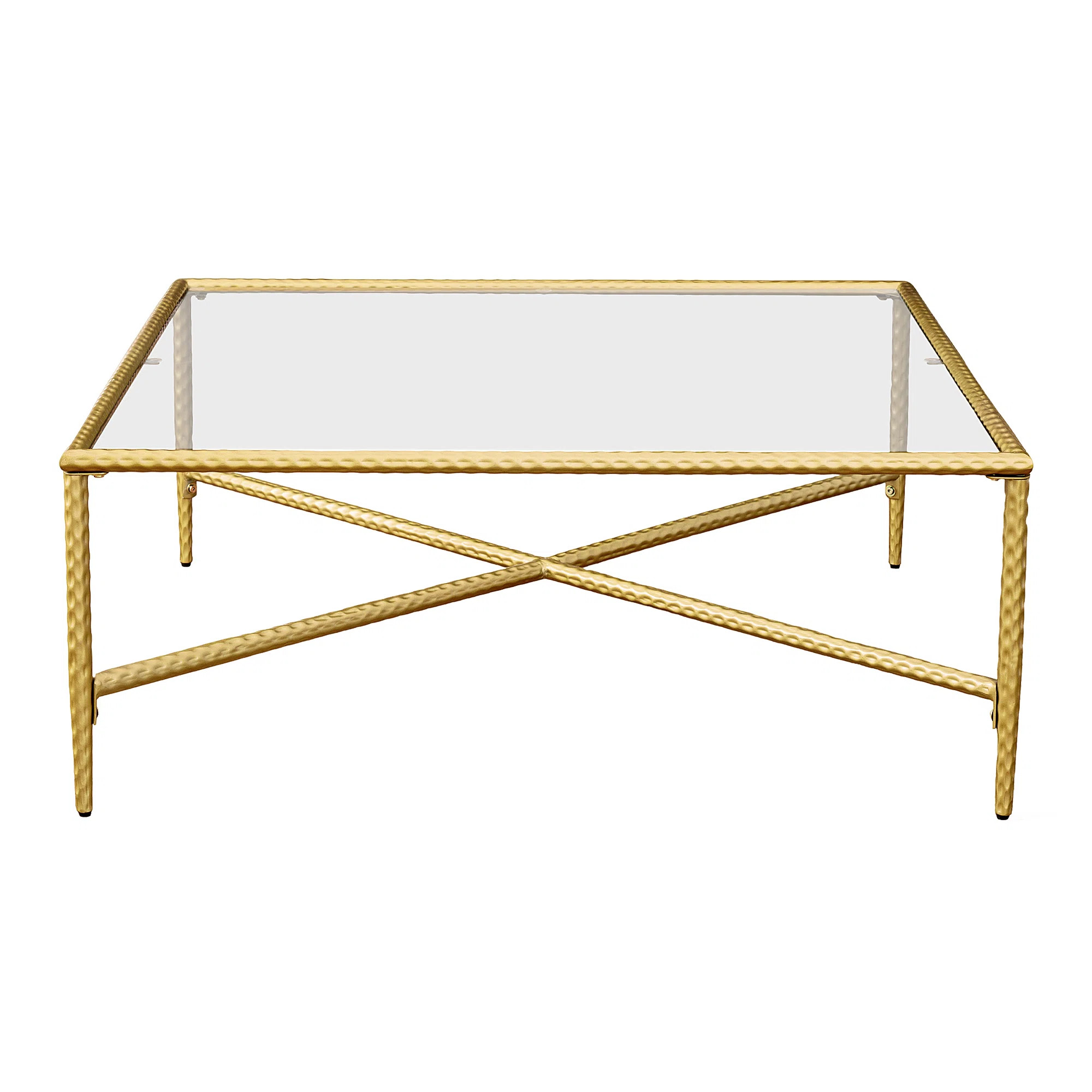 Kyea Glass Top Coffee Table with Metal Frame Legs | Wayfair North America