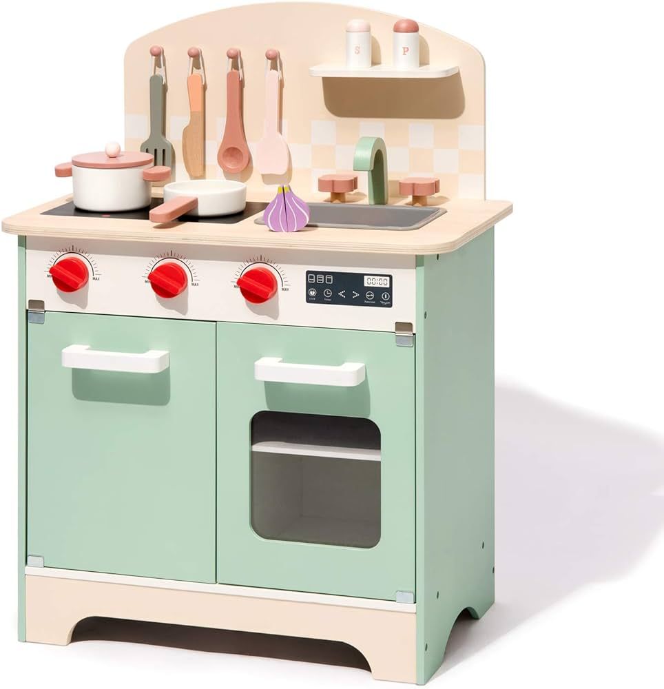 ROBUD Kids & Toddlers Kitchen Playset, Wooden Pretend Play Kitchen Set Toy Gift for Girls & Boys | Amazon (US)