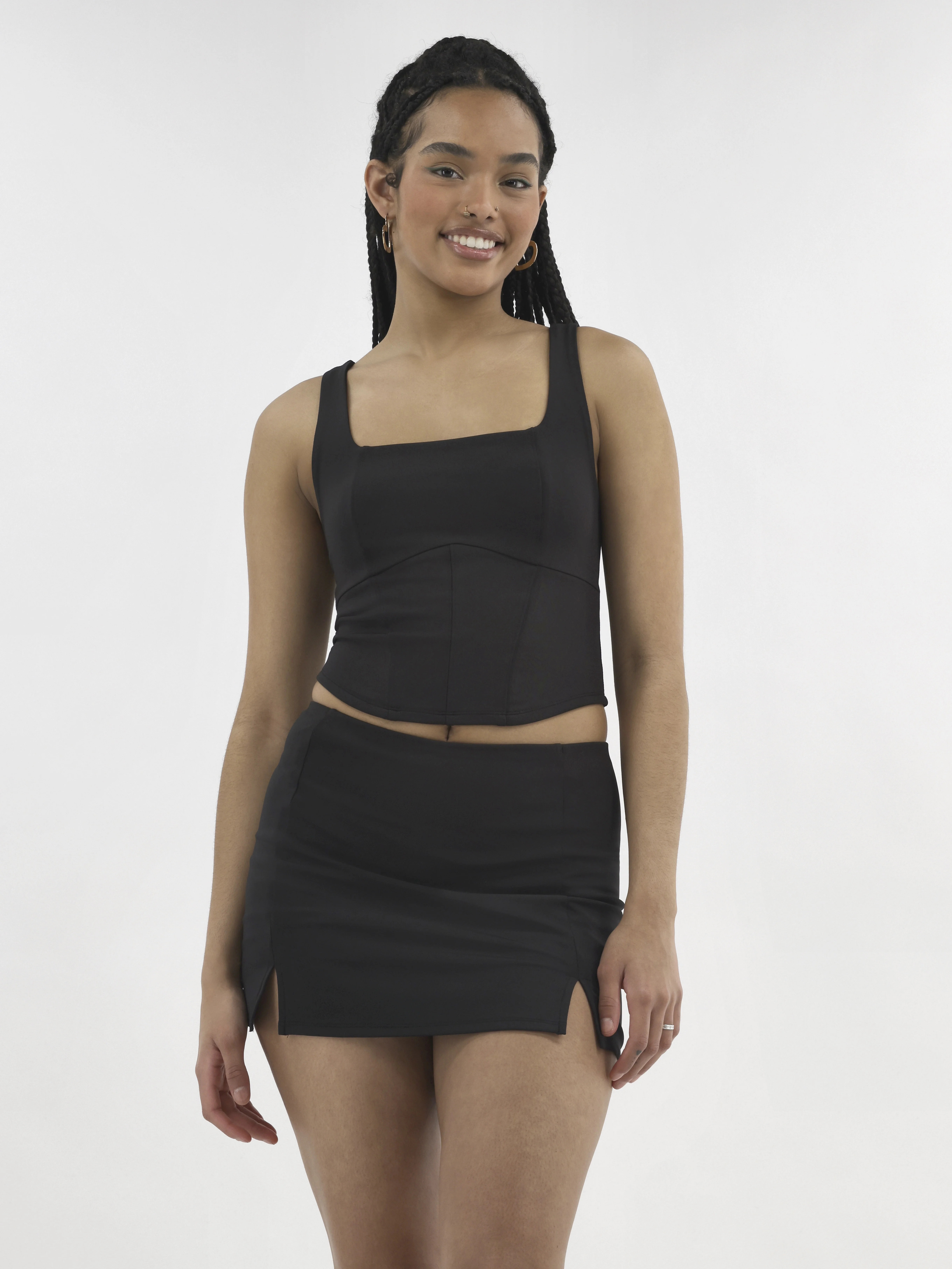 No Boundaries Active Square Neck Top and Skort Set, 2-Piece, Women's | Walmart (US)