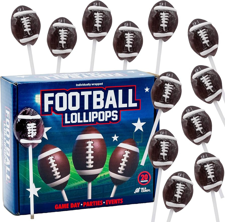 Football Lollipops Candy 20 Pack, Artificial Dye Free, Game Day Party Favors, Tailgate Snacks, Sp... | Amazon (US)