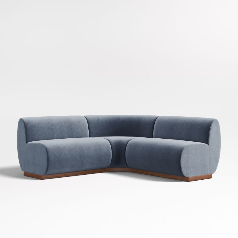 Leandro Slate Grey Double L-Shaped Loveseat Dining Banquette with Rounded Corner + Reviews | Crat... | Crate & Barrel