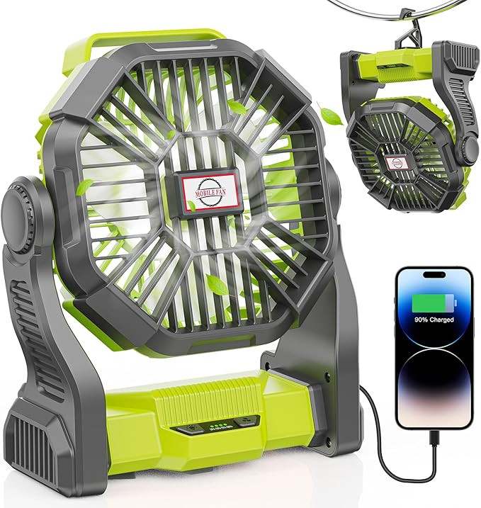 Camping Fan with LED Lantern, 10400mah Portable Battery Operated Outdoor Fan, Personal Rechargeab... | Amazon (US)
