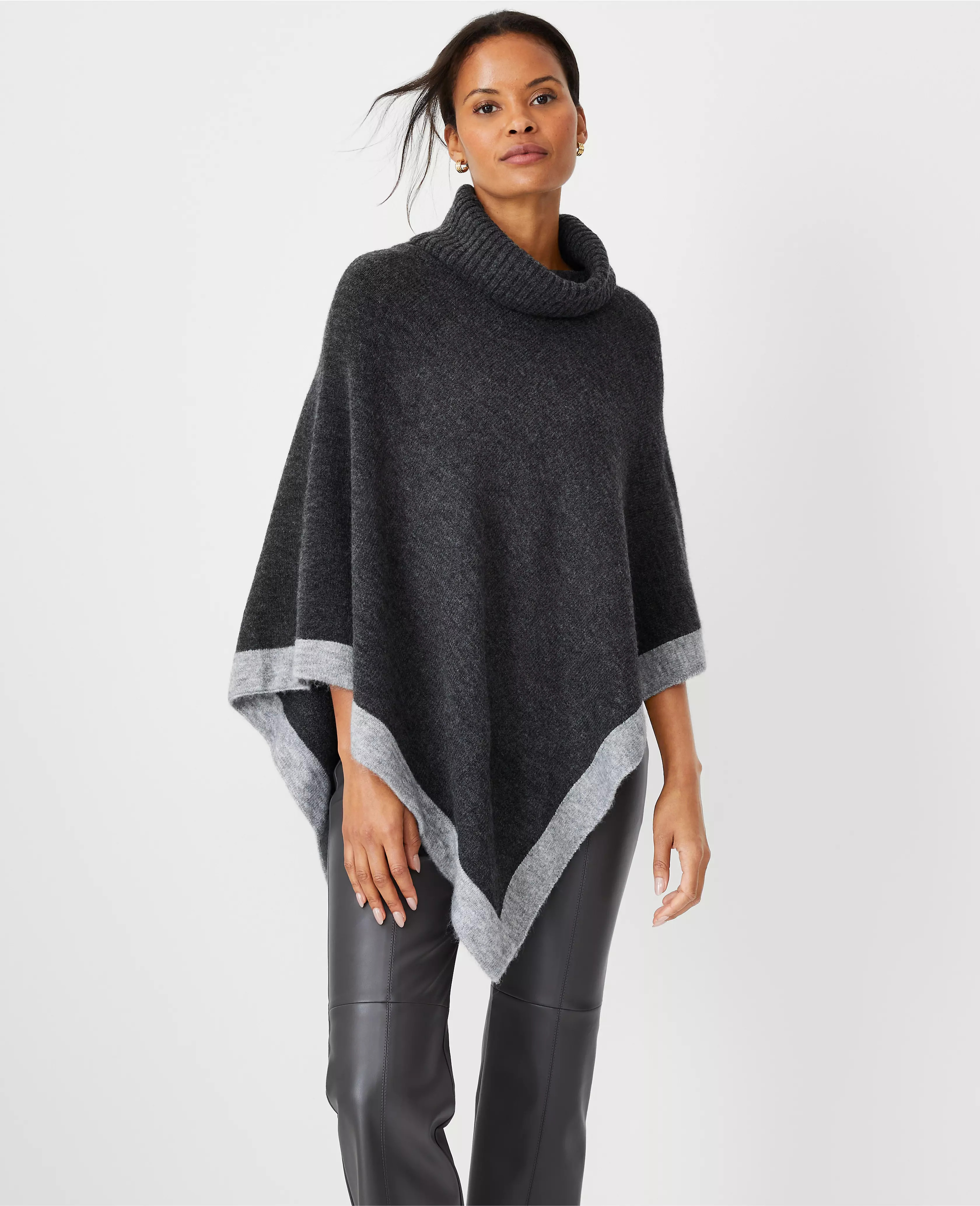 Colorblock Turtleneck Poncho | Ann Taylor (US)