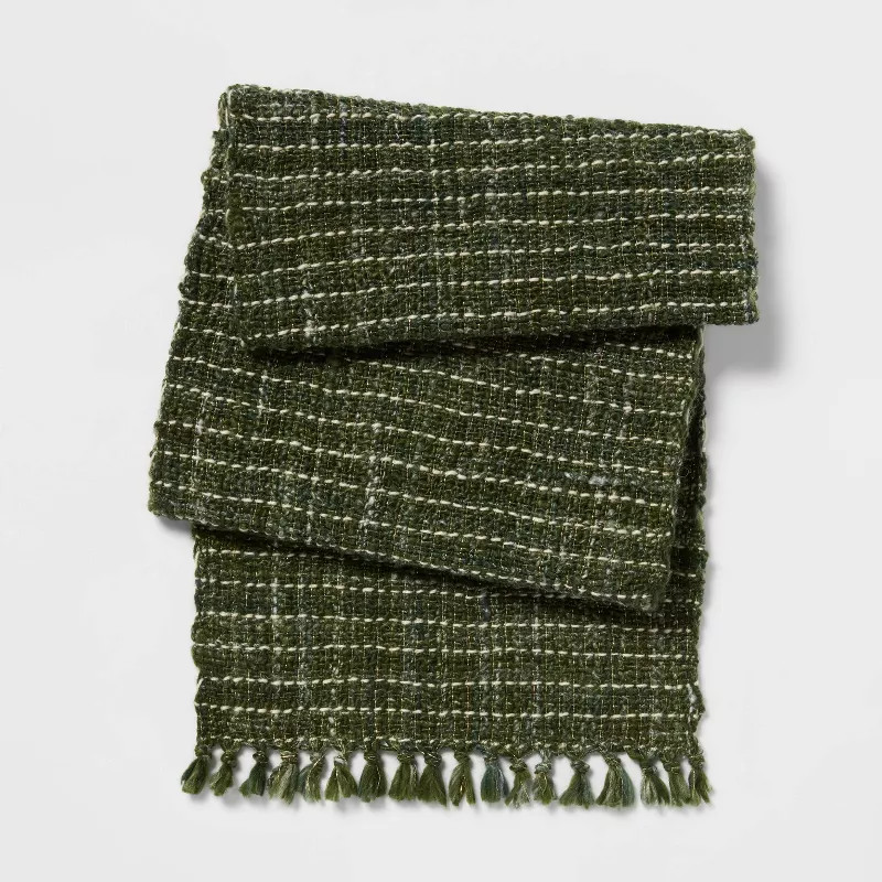 72" x 14" Textured Metallic Table Runner Green - Threshold™ | Target