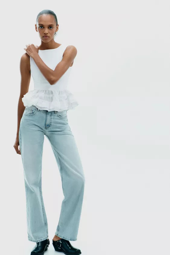 PEPLUM COMBINATION STRAP TOP | Zara US