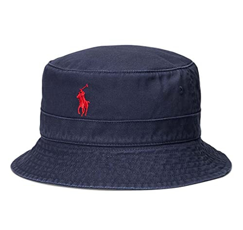 POLO RALPH LAUREN Men`s Chino Bucket Hat (Newport Navy(7005)/Red, Large/X-Large) | Amazon (US)