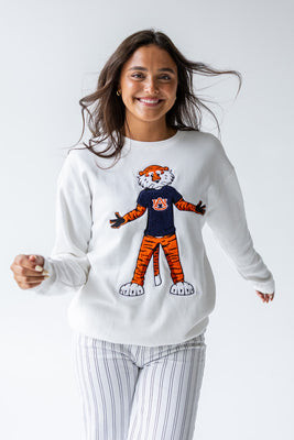 Auburn Mascot Chenille Comfort Crewneck White / XXL | Gameday Social