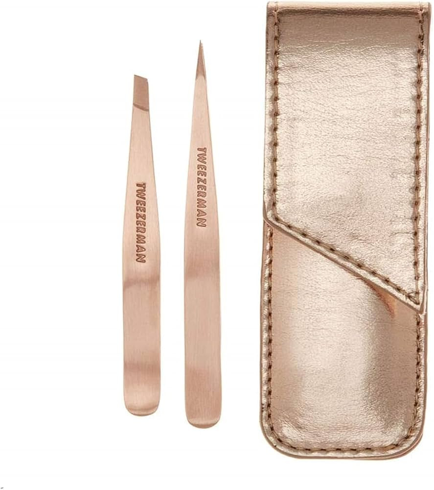 Tweezerman Rose Gold Petite Point and Slant Tweezer Set with Travel Case | Amazon (US)