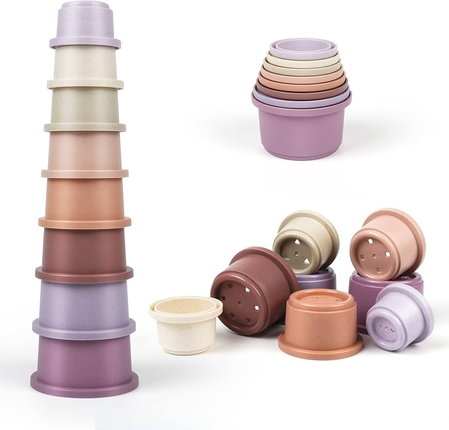 Baby Stacking Toy Cups,Toddler Stackble Bath Toy for 1-3,Nesting Cups Pool Toys for 6-12 Months I... | Amazon (US)