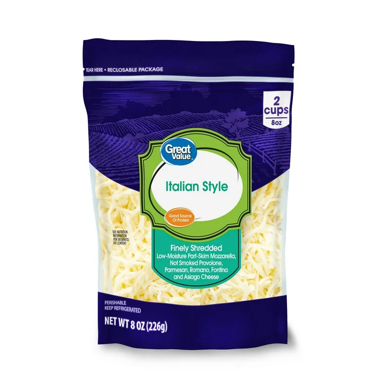 Great Value Finely Shredded Italian Style Cheese, 8 oz | Walmart (US)