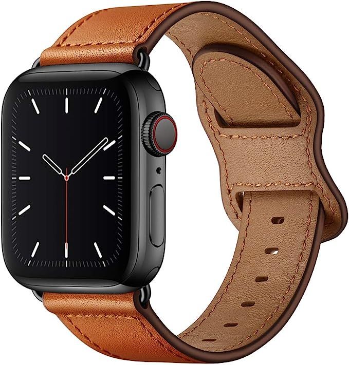 KYISGOS Compatible with iWatch Band 44mm 42mm 40mm 38mm, Genuine Leather Replacement Band Strap C... | Amazon (US)