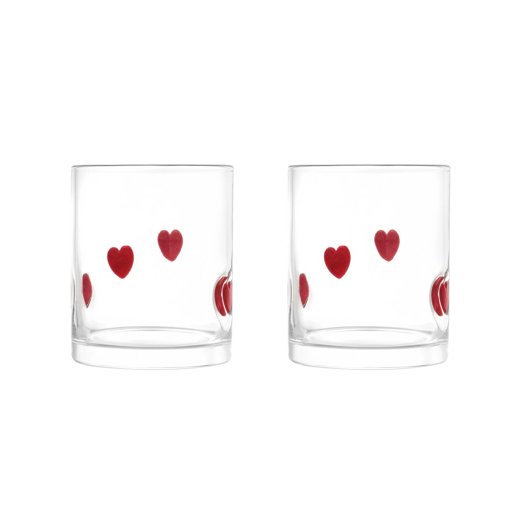 Thyme & Table 12 fl oz Valentine's Day Red Hearts Charm Drinking Glasses, Set of 2 | Walmart (US)