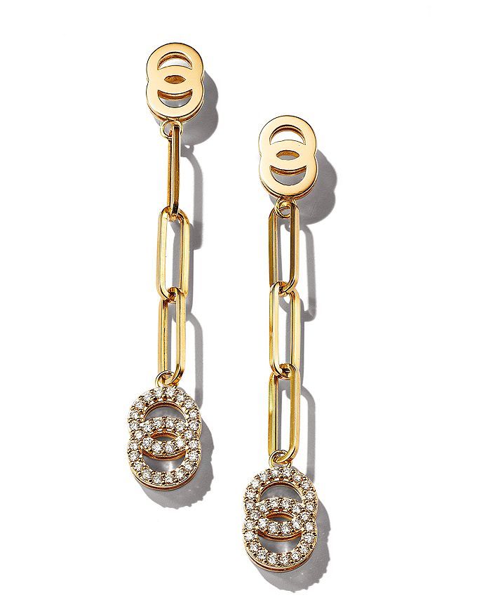18K Yellow Gold Double O Paperclip Link Earrings with Diamonds - 150th Anniversary Exclusive | Bloomingdale's (US)