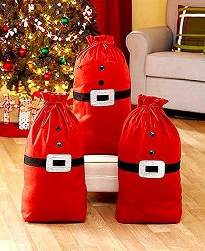 Set of 3 Large Fabric Santa Sacks | Amazon (US)