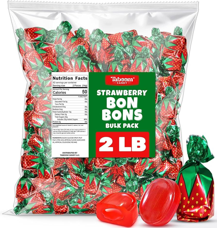 Strawberry Filled Hard Candy Bon Bons 2 lbs Bulk Pack - Individually Wrapped Fruit-Filled Candy, ... | Amazon (US)