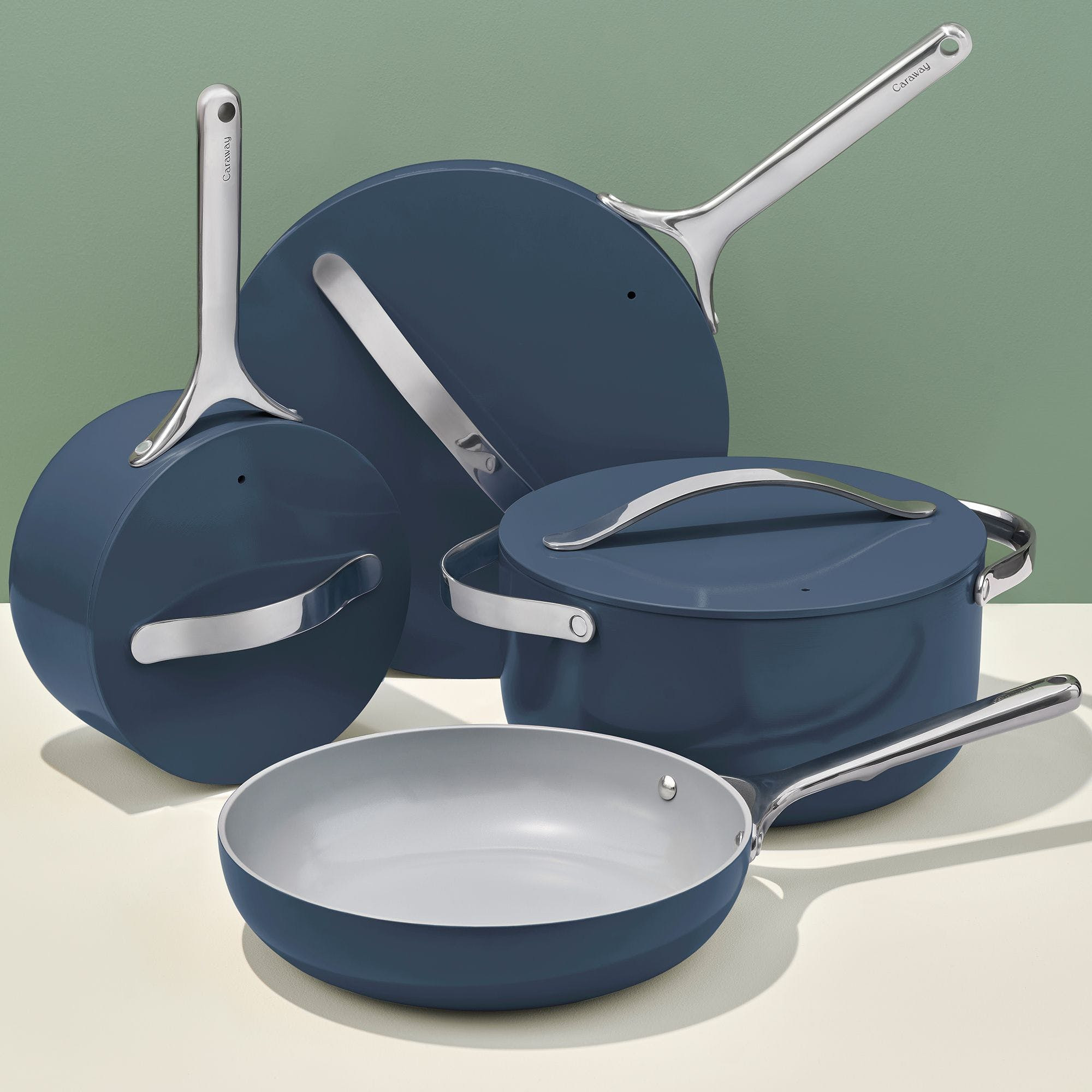 12 Piece Cookware Set In Navy | Non-Stick, Non-Toxic, PFAS-Free Ceramic Cookware | Induction-Compatible For Healthy Cooking | Caraway | Caraway