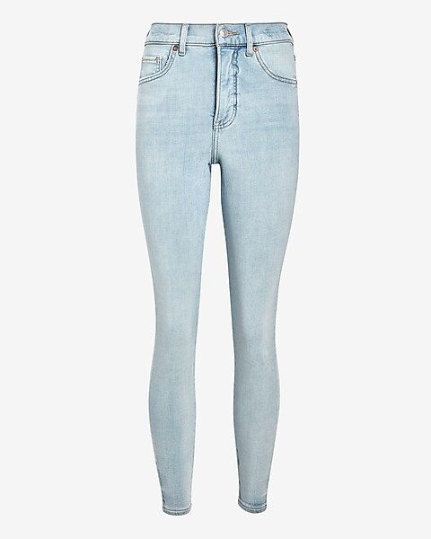 High Waisted Light Wash Knit Skinny Jeans | Express