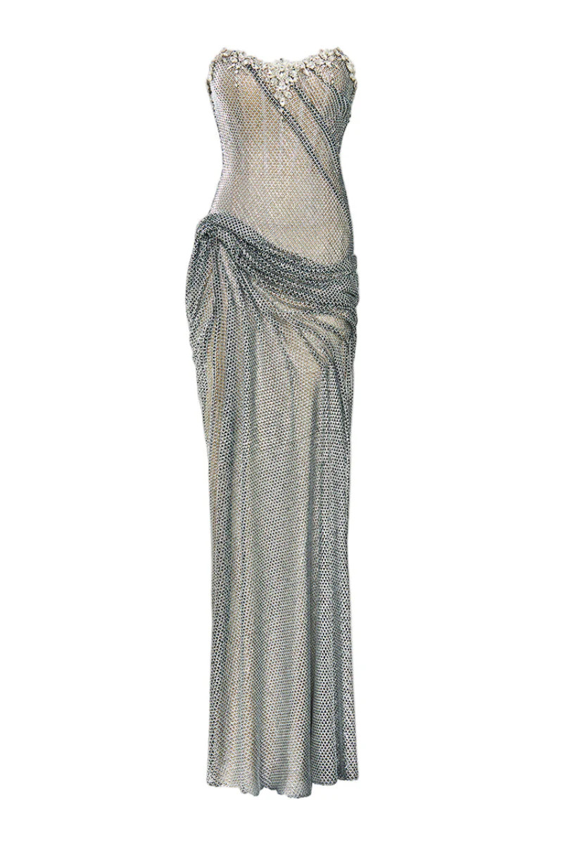 CELESTIA CRYSTAL DRAPED GOWN | HACCHIC COUTURE | CULT MIA | CULT MIA UK LTD